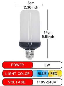 1 pieza/2 piezas/3 piezas/4 piezas Bombillas de luz con efecto de llama LED, bombillas de luz parpadeante amarilla/azul con efecto invertido, 4 modos de bombillas de luz de fuego, base E26/E27 para decoración de Halloween, Navidad, fiestas, interiores y exteriores del hogar - Lámpara de llama - Ver 10
