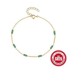 1件925纯银经典祖母绿叠戴手链，精美首饰，适合女性日常、派对、订婚等场合佩戴 - 金色 - 查看 4