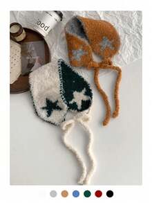 1 件女士条纹针织围脖，时尚头带，耳罩，秋冬百搭配饰