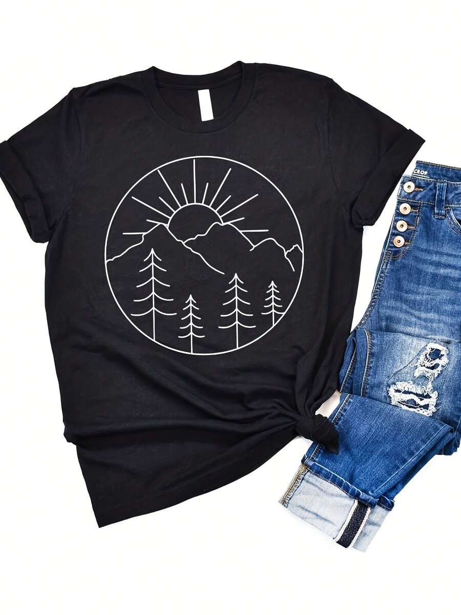 Adventure TShirt, Adventure Shirt, Camping Shirts, Mountain TShirt, Hiker TShirts, Nature Lover Shirt, Camping Gift, Vacation Shirt,This Fun Printed Casual T-Shirt Is The Perfect Gift For Valentine's Day/Christmas - 款式26 - 查看 1