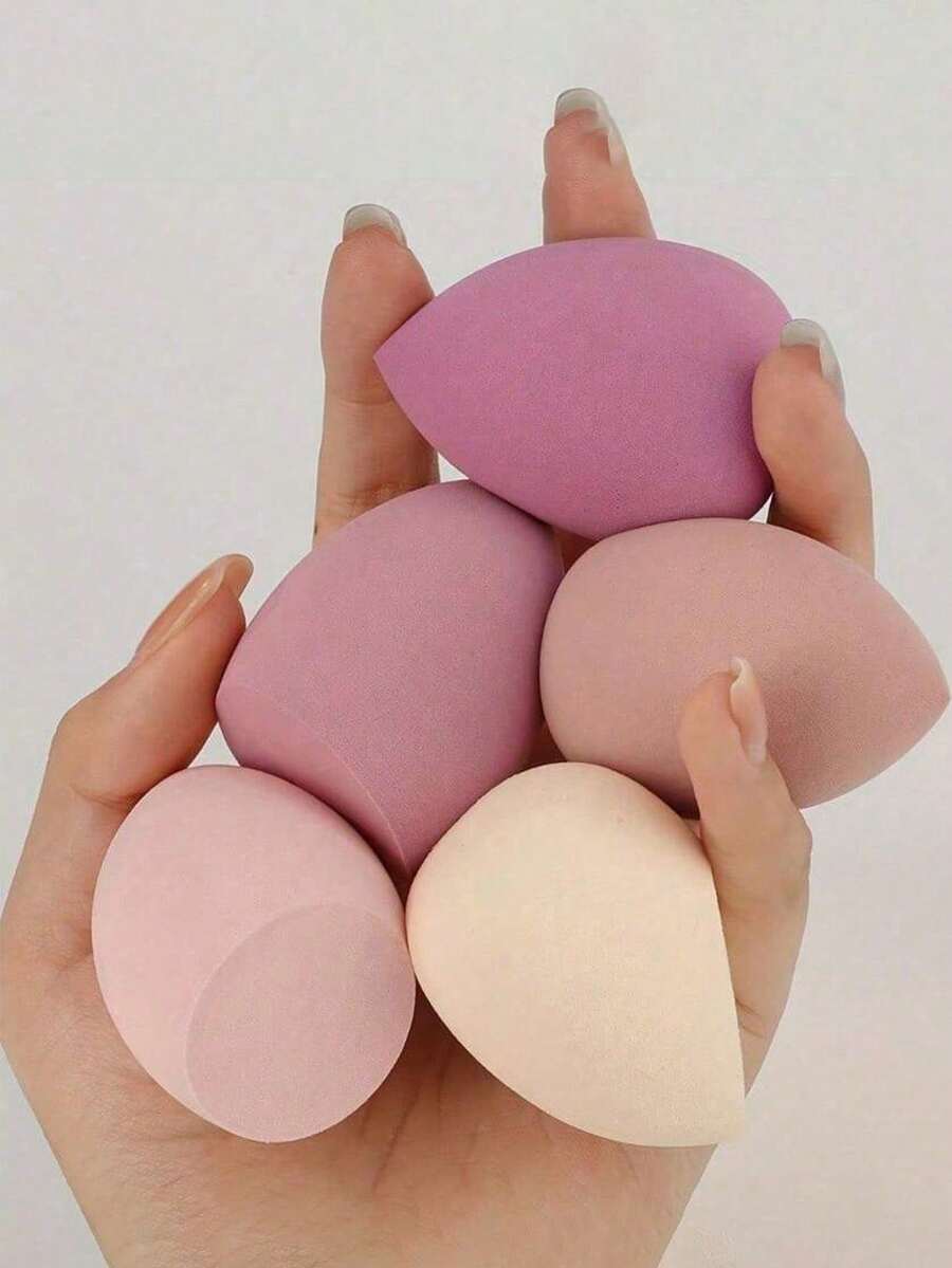 不含乳胶的5件套美妆蛋，干湿两用，多功能粉扑，适用于各种底妆，打造完美妆容的首选。“上妆零粉痕”，价格实惠，情人节礼物，平价好物，旅行必备，房间装饰，情人节礼物，便宜货，房间，1美元商品，度假必备，女士礼物，卧室，情人节，99美分 - 彩色 - 查看 1
