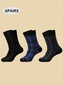 Men's Classic Striped, Polka Dot, Square Pattern Gentleman Socks, Flat Socks, Casual Socks, Mid-Calf Socks, Ankle Socks, All Season