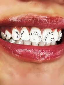 200 Peças Conjunto de Joias Adesivas Super Brilhantes para Dentes DIY com Ferramentas, Decoração de Dente Removível e Instalável em Formato de Borboleta, Cristal Branco Assimétrico Redondo Plano, Joias Brilhantes para Dentes Moda Y2K, Adequado para Bar, KTV, Festa, Feriado, Halloween - Conjunto de joias dentais 200 peças - Visão 10