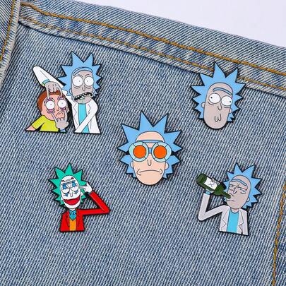 Warner Bros 1/5 Pcs Fantasy Cartoon Brooch Craetive Rick And Morty Enamel Pin Backpack Clothing Jewelry Metal Badge Accessories Festival Gift