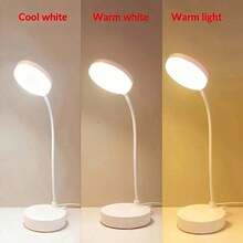 LED Desk Lamp With 3-Level Dimmer, Flexible Gooseneck, Eye-Caring Table Light, USB Powered, Switchable White To Warm Illumination, Ideal For Home Office Reading And Studying - 白色 - 查看 2