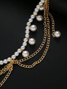 17KM 1pc Simple Fashion Multi-Layer Tassel Faux Pearl Retro Bohemian Waist Chain, Suitable For Women, Couples, Vacation, Date, Daily Casual, Party, Wedding Dress, Christmas Gift - Yellow Gold - View 5