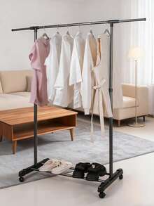 All-In-One Versatile Rolling Clothes Hanger - Holds Clothes, Bags, Hats & Shoes, Ideal For Small Spaces & Easy Mobility - Black - View 5