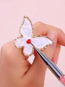 Butterfly Shaped Nail Color Palette Ring Small Gel Polish Mixing Tray Nails Pigment Plate With Finger Rings,Multi-Functional Adjustable Painting Plate Ring - Butterfly Nail Color Palette, Nail Art Palette, Finger Ring, Eyelash Glue Holder, Color Mixing Plate, Paraben-Free Tool For Nail Artists And Beauty Enthusiasts - Multicolor - View 4