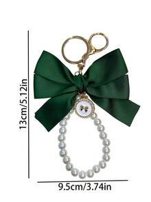 1pc Elegant Large Satin Bow Keychain, Beaded Pearl Bracelet Pendant, 6 Color Options, Creative Charm Bag Accessory, Key Chain For Women, Gifts For Girlfriend, Mom, Teacher, Couples, Christmas, Thanksgiving, Party