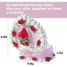 Heart Shaped Jewelry Box For Girls, Fake Cherry Pink Cake, Cute Kawaii Decorative Storage Accessories - 櫻桃 - 查看 2