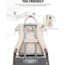 LOVEVOOK Laptop Backpack For Women 15.6 Inch Travel Backpack With USB Charging Port Large Capacity Laptop Bag Waterproof Bag For Business College Airline Approved Work Backpack Beige - 米色&卡其色&黑色+15.6英寸 - 查看 7