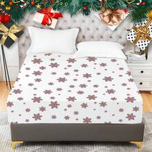 YIYEA Floral Fitted Sheet Only, Premium Double Brushed Microfiber Deep Pocket Fitted Sheet Twin Size, Ultra Soft Fitted Bottom Sheet, Shrinkage, Fade Resistant, Twin - 22# Snowflake - View 1