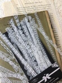 30片/包 白色蕾丝花边贴纸，DIY装饰，适用于剪贴簿、日记、手工制作