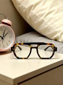 1 chiếc kính thời trang thường ngày dành cho nữ, chất liệu Tritan (Copolyester), không độ, thích hợp cho mùa Thu/Đông. - mai rùa - Xem 3