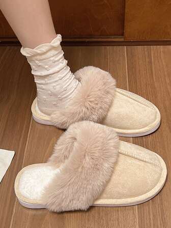 Pantoufles plates et légères pour femmes, chaussures coréennes à la mode en peluche et chaudes, nouvelle collection automne/hiver