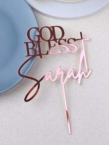 Đồ trang trí bánh kem God Bless cá nhân hóa cho lễ rửa tội, lễ rước lễ lần đầu, lễ rửa tội, lễ thêm sức có tên kèm thánh giá trang trí - Chúa phù hộ - Xem 6