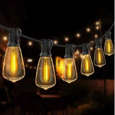 Guirnalda De Luces Led Exterior 15m 15+1 Focos Led St38 Inastillables Alto Brillo Impermeable lp45 Serie Luz Vintage Decorativas, luces colgantes para porche, camping, fiesta, jardín, terraza, calle, boda, decoración navideña, decoración