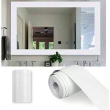 10M Black Wood Grain Mirror Frame Border Peel And Stick Wallpaper, Removable PVC Waterproof Bathroom Mirror Tape Sticker Trim, Kitchen Wallpaper Self Adhesive Decor Sticker 2x 393 - 2'' X 393'' + White - View 1