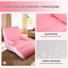 Sofá Hinchable Relajado, 1 Pieza Sofá Inflable, Silla Tumbona Para Viajes Al Aire Libre, Camping, Picnic Y Playa, Silones Inflables Para Sala De Estar De Interior Con Reposabrazos, Silla De SalóN CóModa En Forma De S, Gruesa Y PortáTil Para BalcóN, Dormitorio Y Sala De Estar. SillóN Inflable Extra Grande, Sofá De Aire, Hamaca, PortáTil, Impermeable Y A Prueba De Fugas - Adecuado Para Actividades Al Aire Libre, Silla De Cubierta Hinchable Con Respaldo Acolchado, Sofá Hinchable Apto Para Uso En Interiores Y Exteriores, Terraza Del Hogar, JardíN, Piscina, Campamento - Rosa - Ver 8
