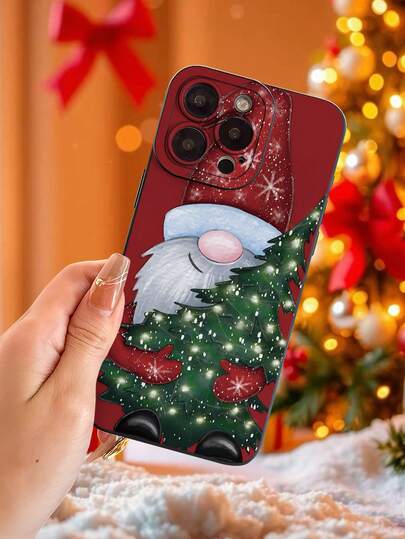 1 件时尚冬季红色圣诞老人 2D 图案全覆盖柔软 TPU 手机壳，兼容 Apple 17、16、15、14、13、12、11 Pro/Pro Max/Plus 和其他 Galaxy 型号，适合作为送给朋友、家人、同事和爱人的礼物