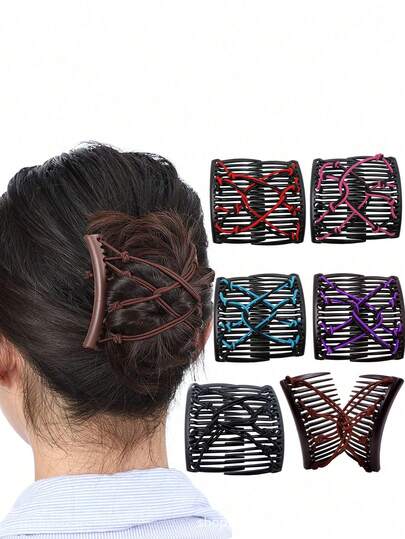 Retractable Double-Deck Elastic Hair Combs, Invisible Hair Clips, Women Hair Accessories ,Hair Styling Kit
