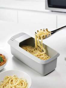 1pc/2pcs Microwave Noodle Cooker,Microwave Pasta Cooker,Microwave Pasta Cooker With Strainer,Noodle Water Filter Basket,Vegetable Fruit Storage Box,Noodle Container,Kitchen Drain Basket,Noodle Cooker,Plastic Dual-Purpose Vegetable Washing And Noodle Cooking Storage Box - Multicolor - View 2