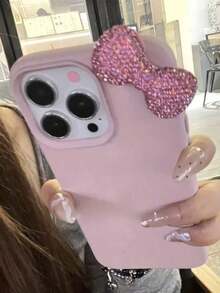 Compatible With IPhone 17/17 Air/17 Pro/17 Pro Max/16/16 Pro/16 Plus/16 Pro Max 16 15 14 13 12 11 Pro Max X XR 7 8 Plus. Cute 3D Full Diamond Bow Glitter Pink Soft Phone Case, Fashionable And Shock-Resistant - 粉色 - 查看 3