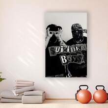 1pc Framed 1pc  "Suicide Boys" Hip Hop Album Cover Canvas Poster - Stylish Black & White Wall Art, Print With Bold Graphic Design For Living Room, Bedroom, Office Decor  2D - Đóng khung - Xem 2