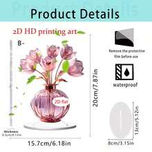1/4/20 Adornos de rosa de cristal, placas acrílicas divertidas y multifuncionales para el hogar, dormitorio y decoración de escritorio, regalos románticos del Día de San Valentín - Multicolor - Ver 9