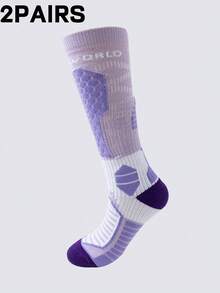 1/2/3 opakowania zimowych skarpet narciarskich dla kobiet z termiczną wyściółką, pogrubione skarpety sportowe do uprawiania turystyki pieszej i biegania, długie skarpety z podeszwą przypominającą ręcznik i kompresją łydki - Wielokolorowe - Zobacz 20