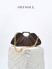 Túi cầm tay mây xếp ly bất đối xứng cổ điển, túi xách kim loại độc đáo, ví cầm tay cổ điển cao cấp cho tiệc tùng, tiệc tối - Cà phê - Xem 9