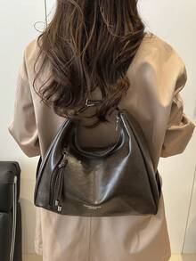 新款韩版小众设计柔软质感腋下手提包，单肩时尚通勤斜挎包，休闲大容量手提包 - 彩色 - 查看 8