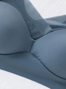 2 piezas Sujetador sin costuras para mujer, ropa interior sin espalda, suave y amigable con la piel, sujetador sin alambre transpirable e invisible, cómodas y - Negro+Azul - Ver 6