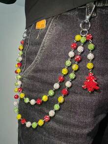 1 chiếc dây chuyền thắt lưng phong cách Hip-Hop thời trang đường phố đính hạt đá pha lê bằng gốm, dây chuyền thủ công cho nam và nữ, thích hợp để đeo hàng ngày (Lưu ý: Đây là dây chuyền thủ công, thỉnh thoảng bị mất hạt là bình thường, có thể gắn lại) - Nhiều màu - Xem 10