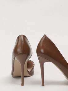 复古欧美性感夜店细高跟鞋，女士超高跟尖头镂空高跟鞋 - 棕色 - 查看 4