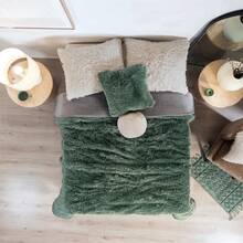 cobertor super grueso everest reverso borrega Matrimonial xl jumbo vianney pelo alto invierno cálido, cobija invierno premium, manta matrimonial gruesa, textil cálido moderno, cobertor jumbo pelo alto - Verde - Ver 3