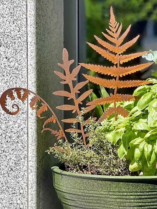 3 قطع مجموعة أصص زخرفية بتصميم ورقة ريفي، ديكور فني مثالي للاستخدام الداخلي والحدائق الخارجية