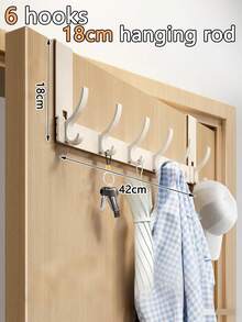 New No-Drill Door Hook, Over-The-Door Hanging Rack, Extended Length Door Mounted Clothes Hanger, Essential For Hanging Clothes. Ideal For Bedroom Storage. - Multicolor - View 14
