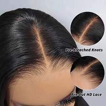 Tóc giả ren phía trước mật độ cao 13*4 13*6 5*5, độ dày 200%, không cần keo dán, màu đen tự nhiên pha trộn, đã được tỉa sẵn tóc con, kiểu tóc bob, tóc giả ren phía trước làm từ tóc người, sóng tự nhiên, dài từ 8-34 inch. - Tự nhiên & Đen - Xem 8