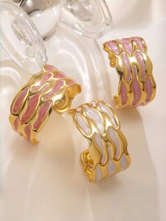 Brazalete geométrico de acero inoxidable, diseño de moda con vibra de alta gama, joyería de brazalete de puño abierto