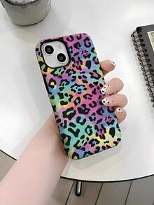 Colorful Leopard Print Two-In-One Matte Texture Phone Case Suitable For Compatible With Iphone17,16, 15, 14, 13, 12, 11, PRO MAX,PLUS,Case Suitable For Compatible With Samsung Galaxy S21/22/23/24/25 Ultra/FE+,NOTE20 Ultra,A71/56/55/54/53/52/36/34/26/25/23/16/15/14/13/06 - 彩色 - 查看 4