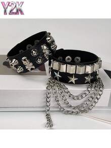 Pulseira de Couro PU Estilizada, Acessório de Pulseira de Dança de Rua com Caveira Única, Pulseira de Hip-Hop, Joia, Pulseira de Festa, Presente de Feriado.