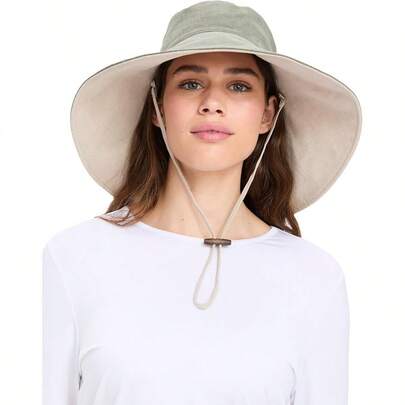 Ultra Wide Cotton Linen Hat UPF 50+ Packable UV Sun Protection Hat With Large Brim And Detachable Strap