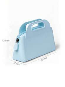 1个柔软硅胶女士手提包，可装化妆品、口红、化妆工具，防水洗漱包，小巧旅行随身携带包 - 彩色 - 查看 7