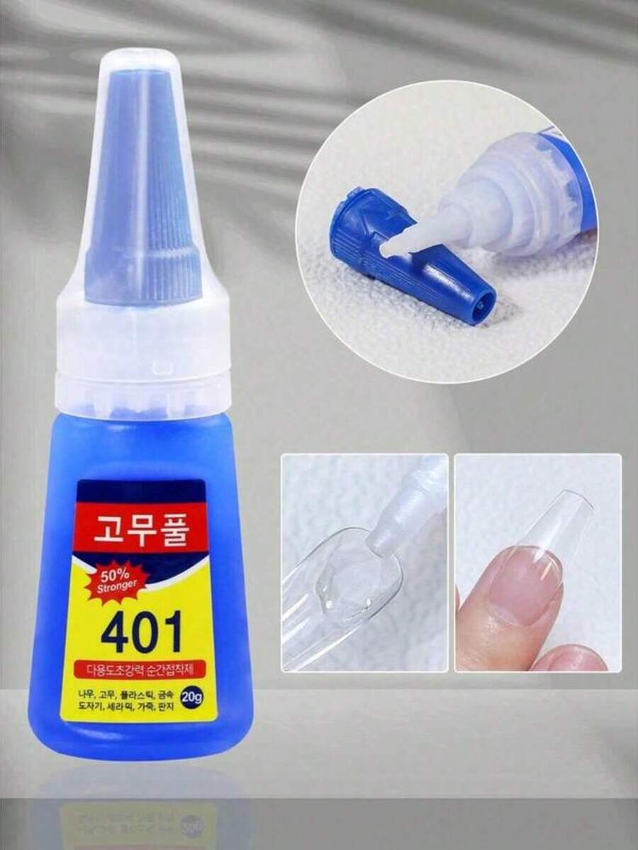 401 Nail Glue, 1 Or 2 Piece, High Strength/Waterproof/Fast Drying, Easy To Use, Strong Bond - 藍色 - 查看 1