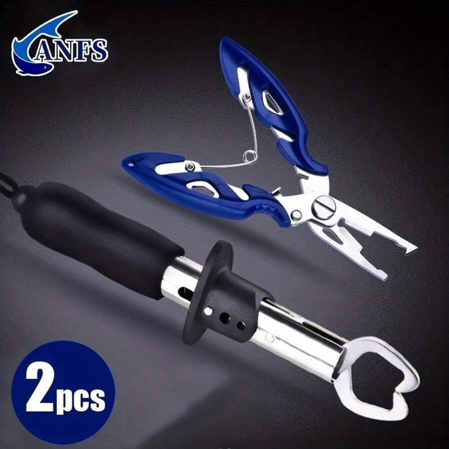 2pcs Fish Tackle Fish Lip Fish Scales Professional Fish Holder Stainless Steel Control Scissor Snip Fishing Grip Nipper Pincer Accessory Tool Clip Clamp Cutter Plier