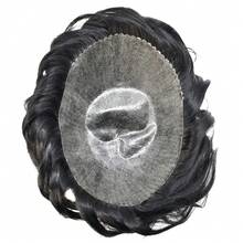 Hair Toupee Full PU Thin Skin Base 13*18 Cm Men Hair Toupee Npu Hair Patch For Men Thin PU Toupee Topper Mens Human Hair Hairpiece Replacement System Men Hair Tropper, Natural Black Short Men Topper Wig Real Human Hair - Natural Black - 查看 4