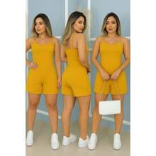 Loose Strappy Romper - 芥末黃 - 查看 3