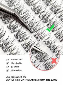 Asiteo Manga 120pcs DIY False Eyelashes, Transparent Band, Natural Makeup Effect, Individual Lashes, Cluster Lashes, Eye Makeup - C - View 2