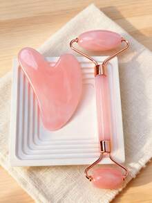 3/4/7pcs/Set Facial Cleansing & Beauty Massage Tool Combo Set, Includes Face Brush, Dead Skin Scraper, Mask Brush, Soft Hair Multi-Function Brush, Face Beauty Scraper, Roller, Plush Washable Face Cleaning Set, Bulk Skincare Tool Combo Set, Claw Clips - Pink - View 5